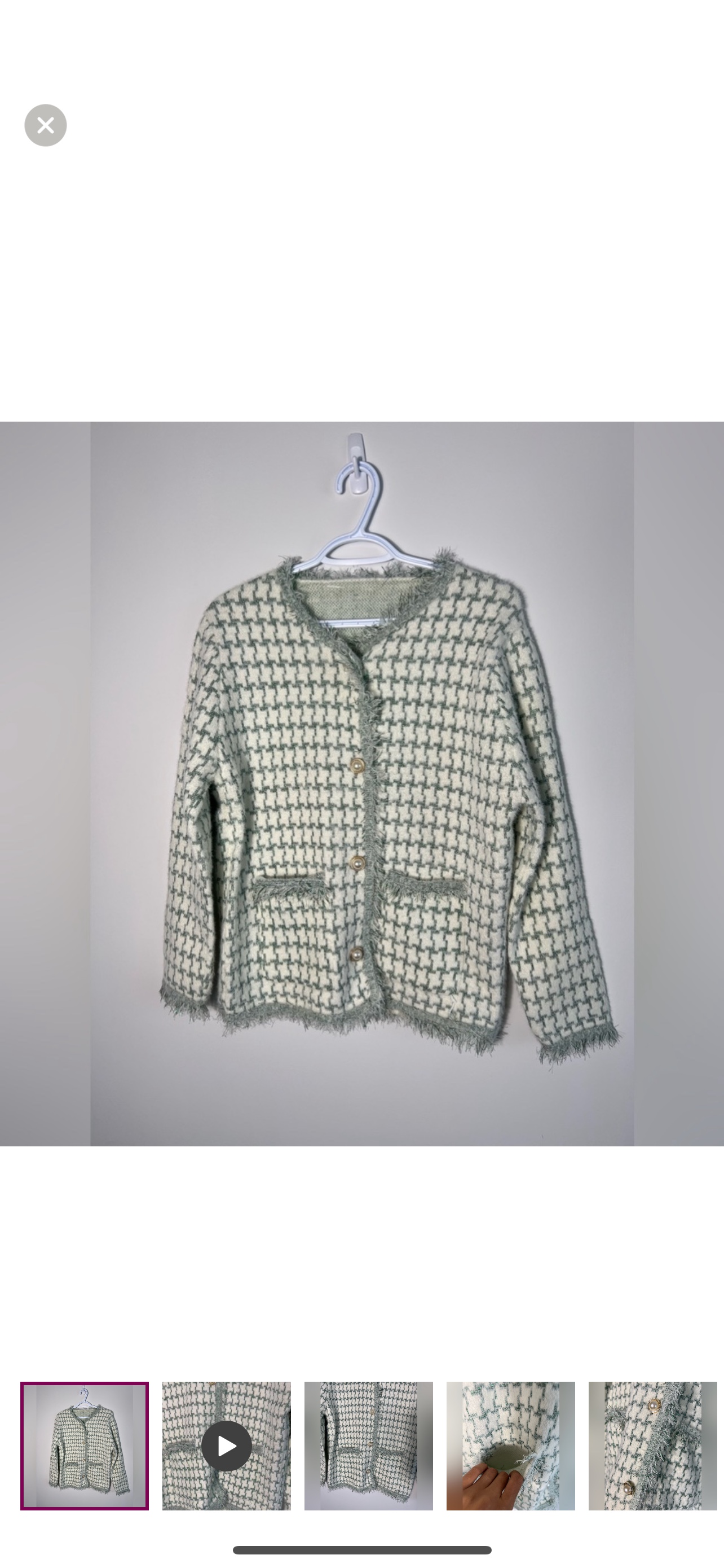 Green and White Knit Cardigan medium thumbnail