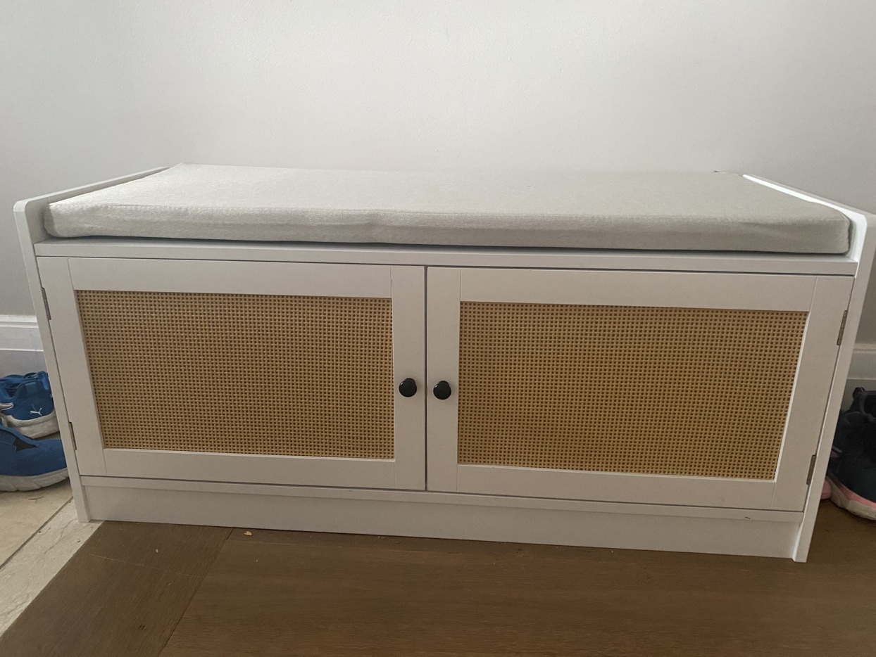 White Shoe Bench with Storage - photo 3
