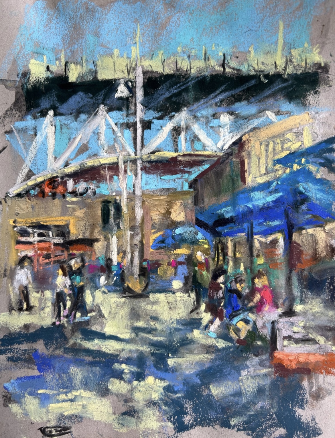 “Granville Island’s Summer” original pastel painting thumbnail