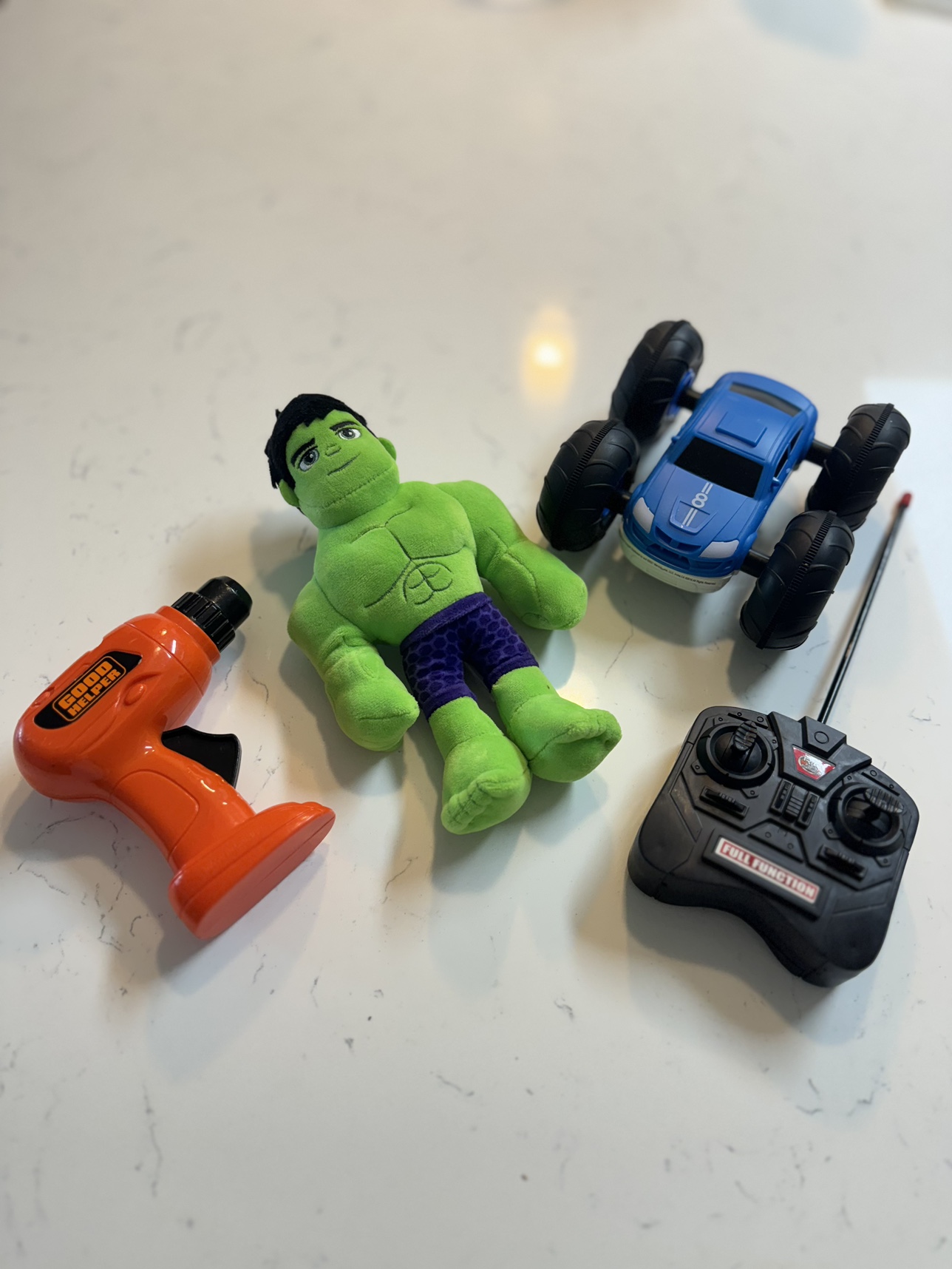 Hulk Plush Toy, Remote Control Car, Toy Drill