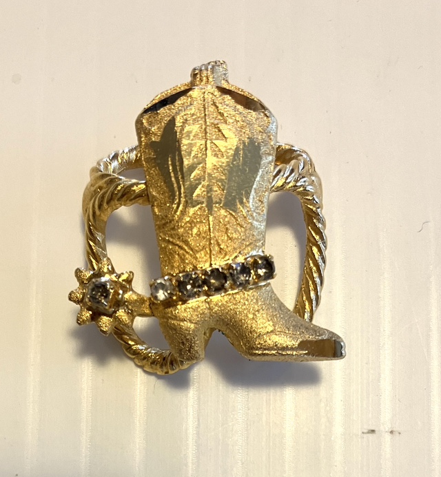 Gold Tone Cowboy Boot Pin