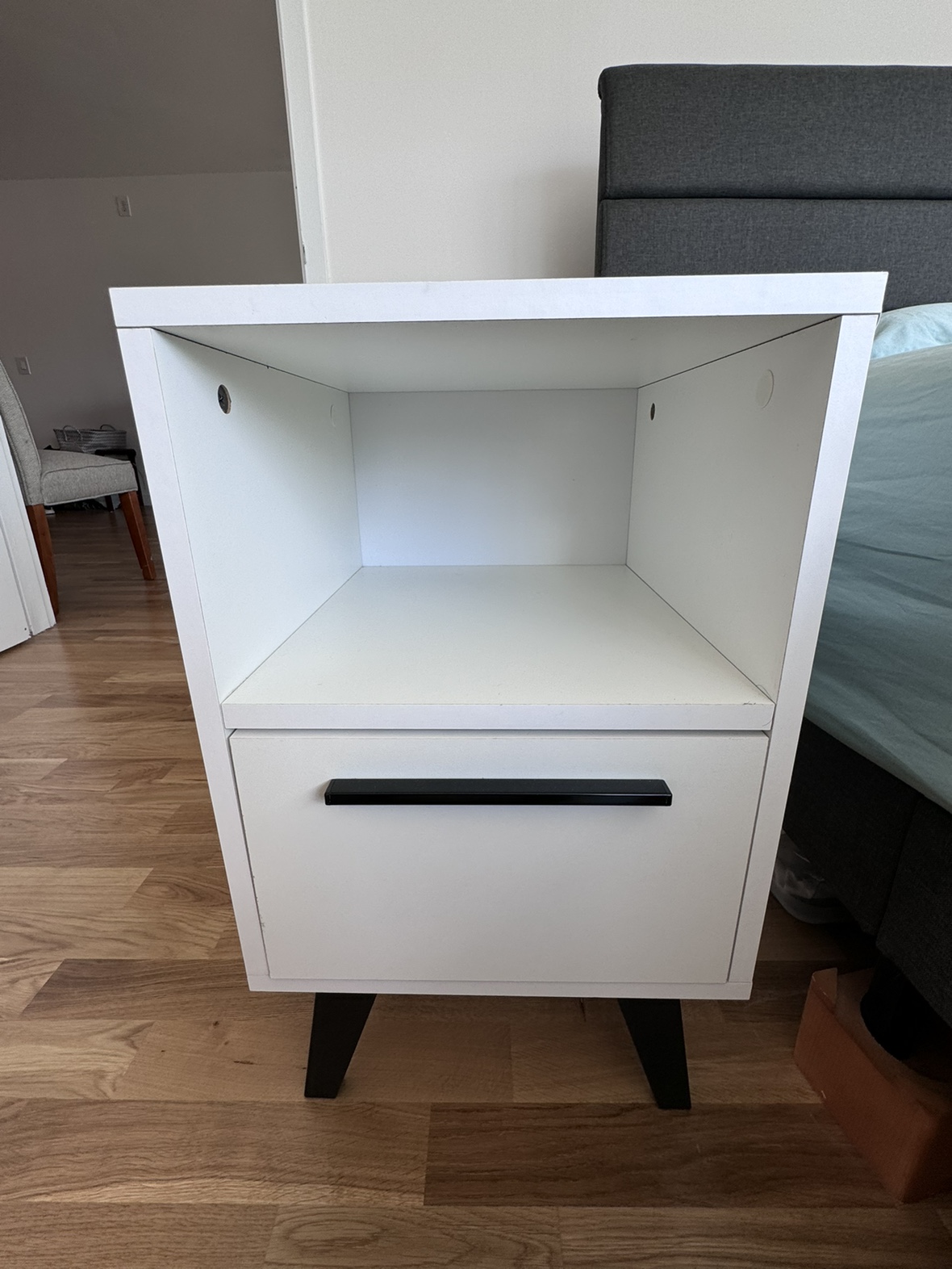 White Nightstand with Drawer