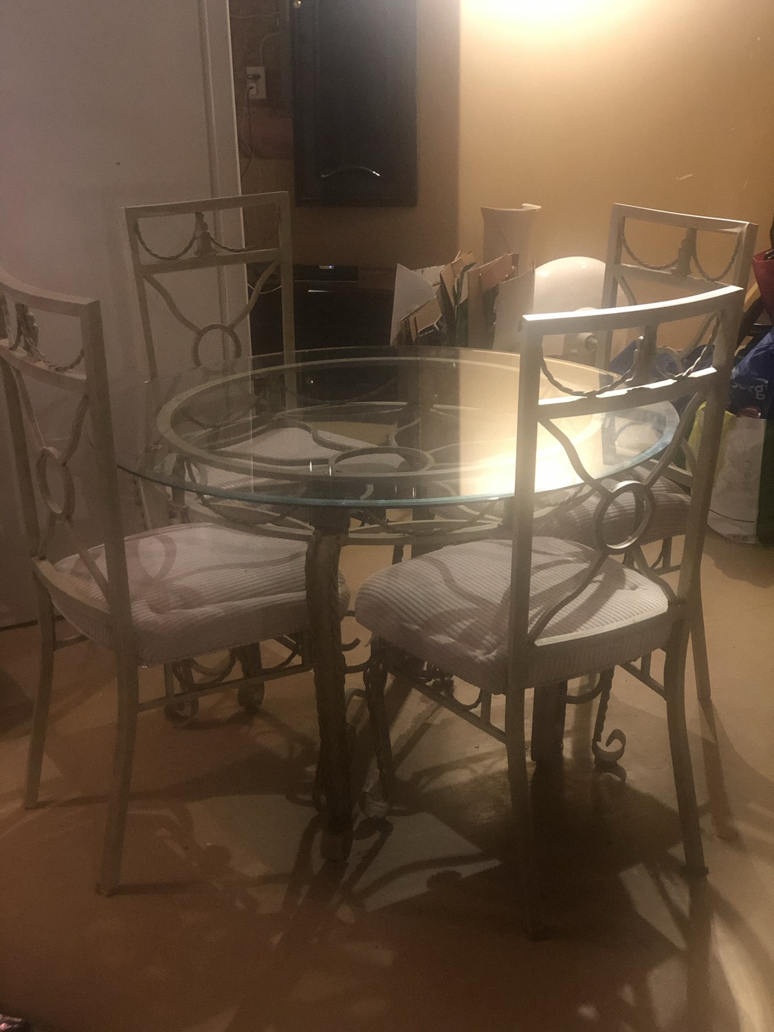 Glass kitchen table and chairs