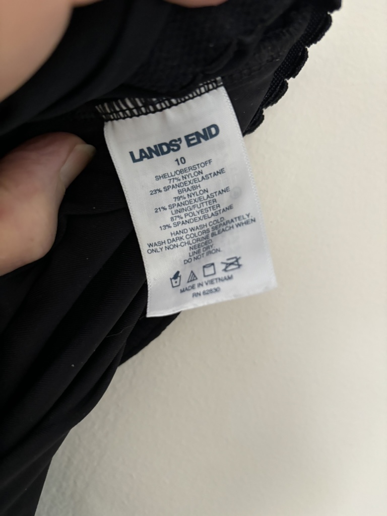 Lands' End Black Tankini Top Size 10 image indicator(3)