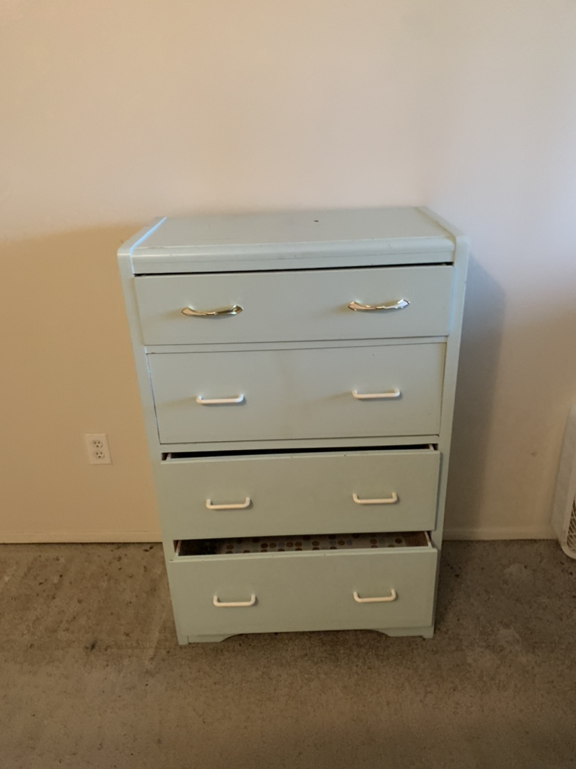 Blue Dresser with Four Drawers