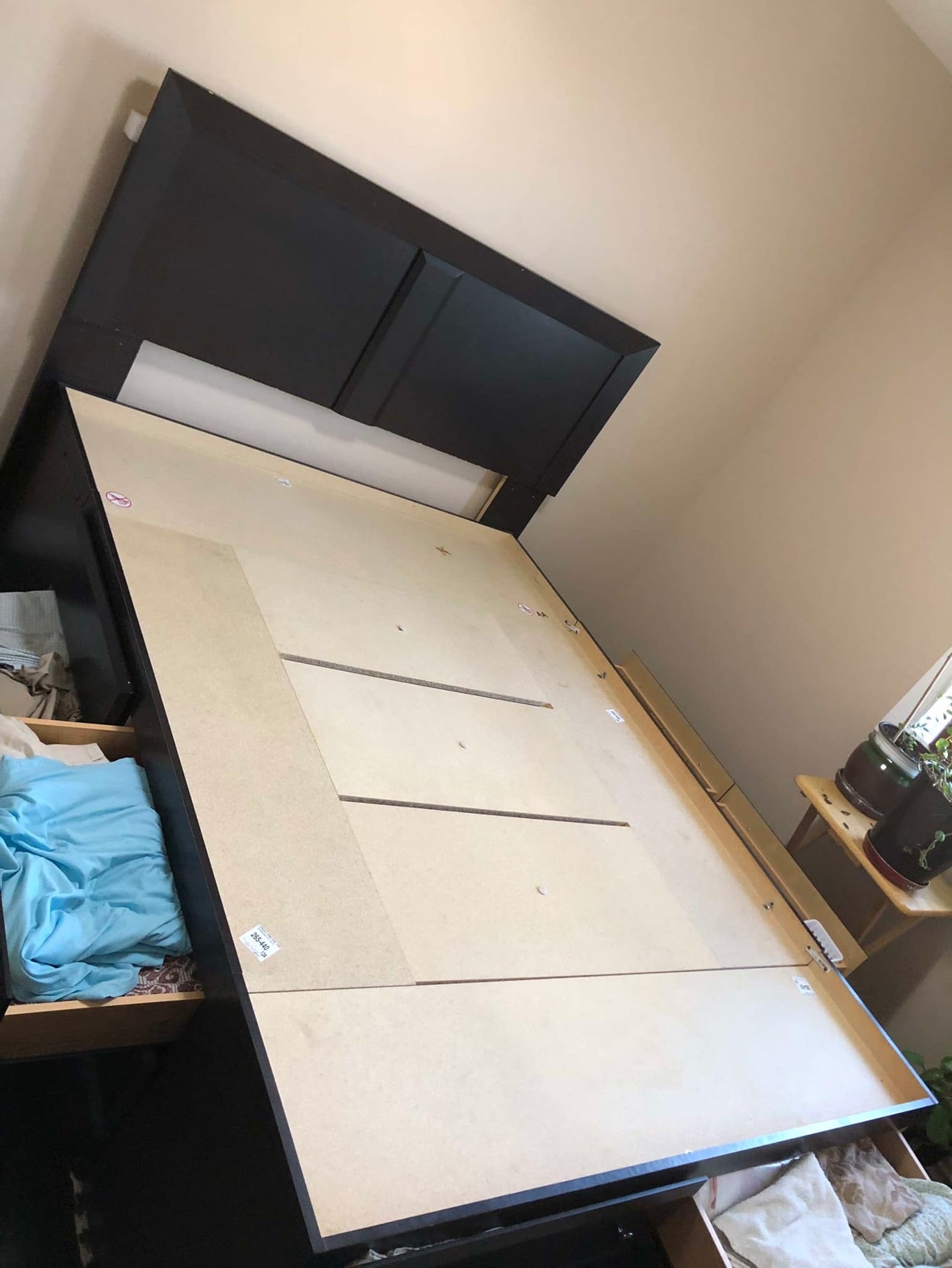Queen size bed frame with storage