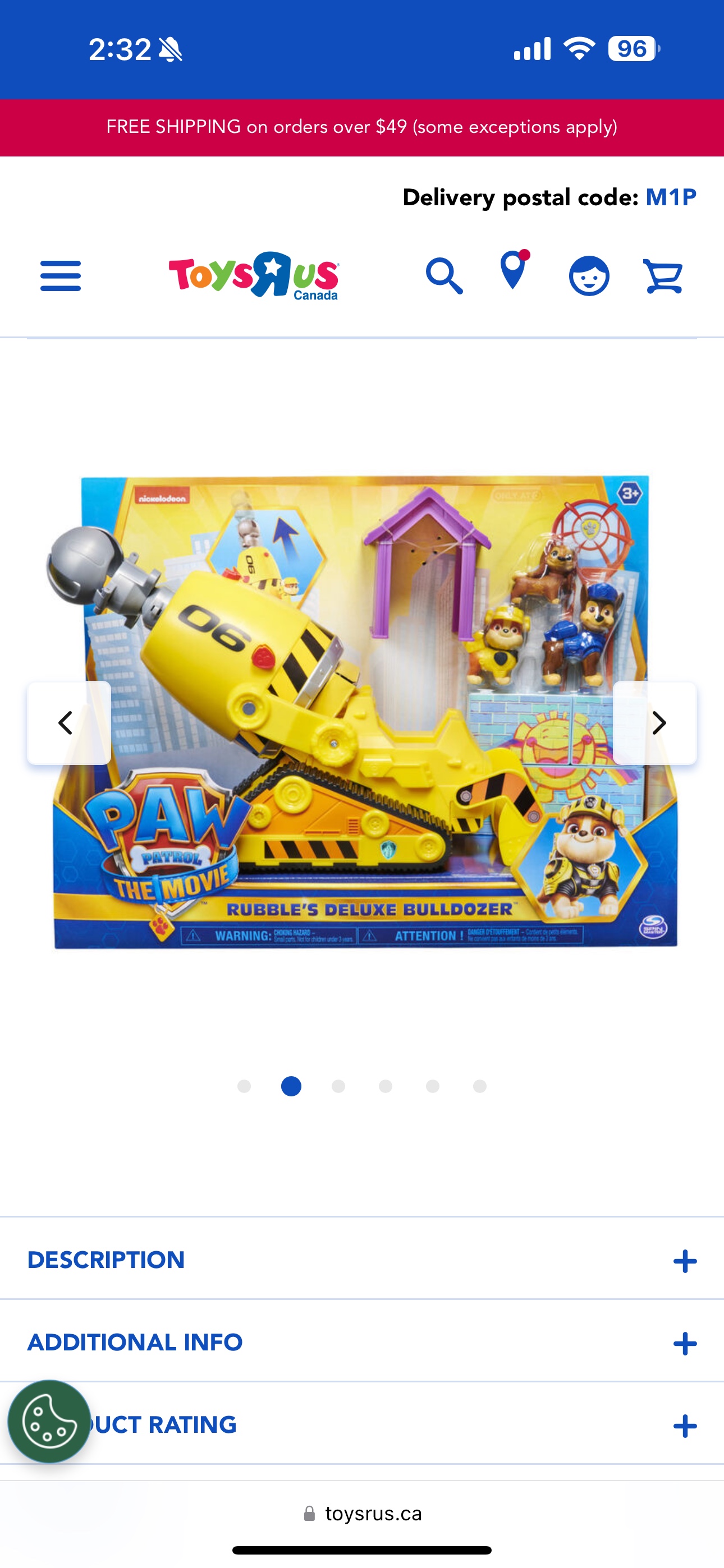 Paw Patrol The Movie Rubble's Deluxe Bulldozer image indicator(2)