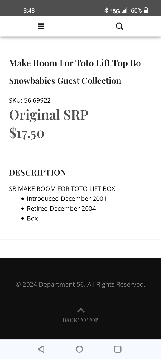Snowbabies "Make Room for Toto" Lift Top Box - photo 2