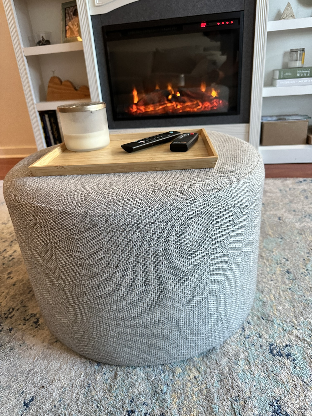Round Grey Ottoman - photo 5