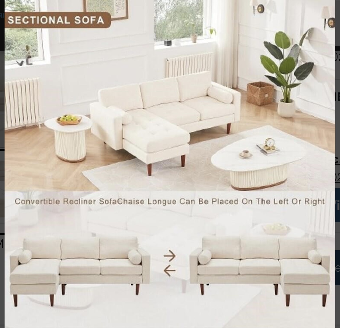 Sectional Sofa, 80 inch L Shape - photo 2