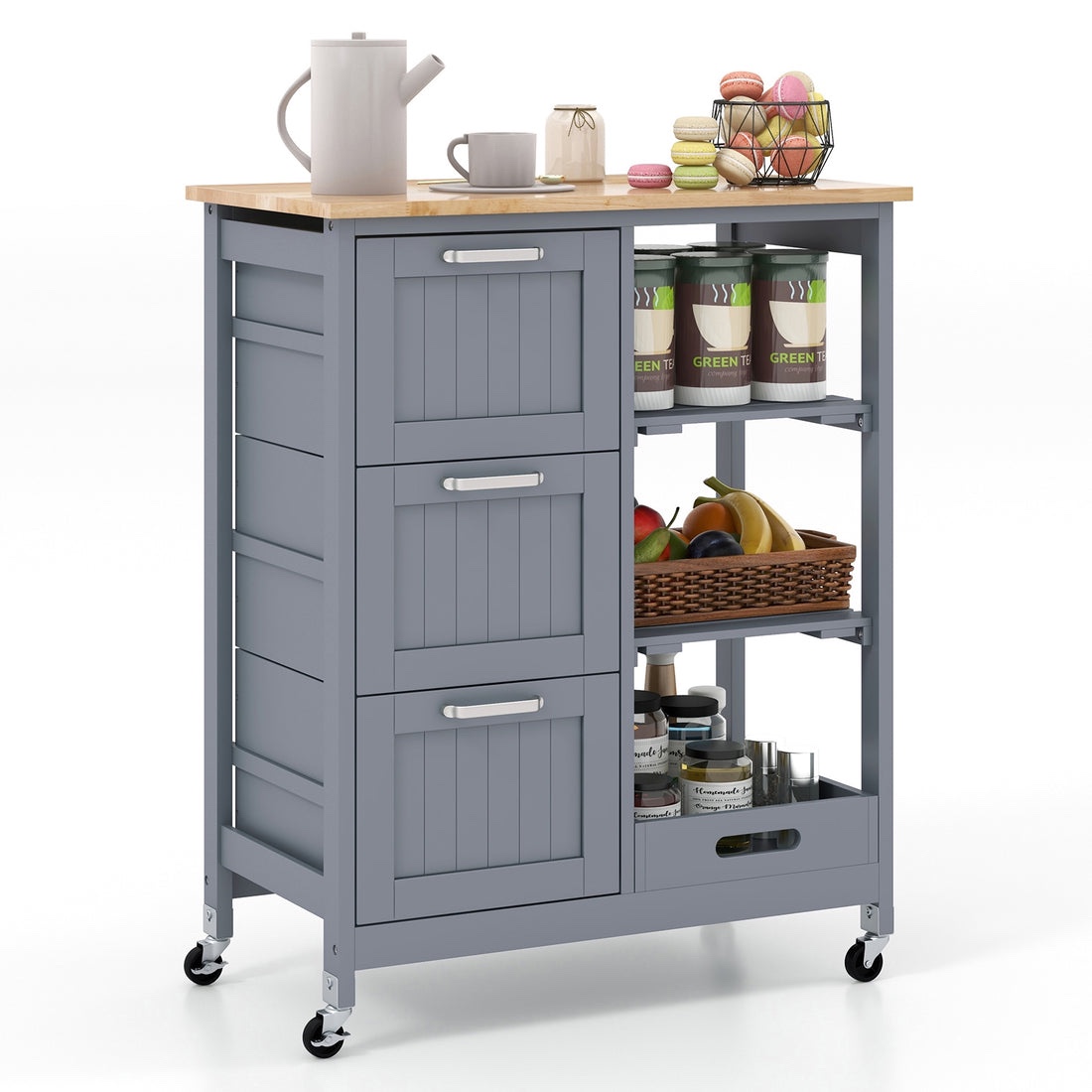Grey Kitchen Cart with Storage thumbnail