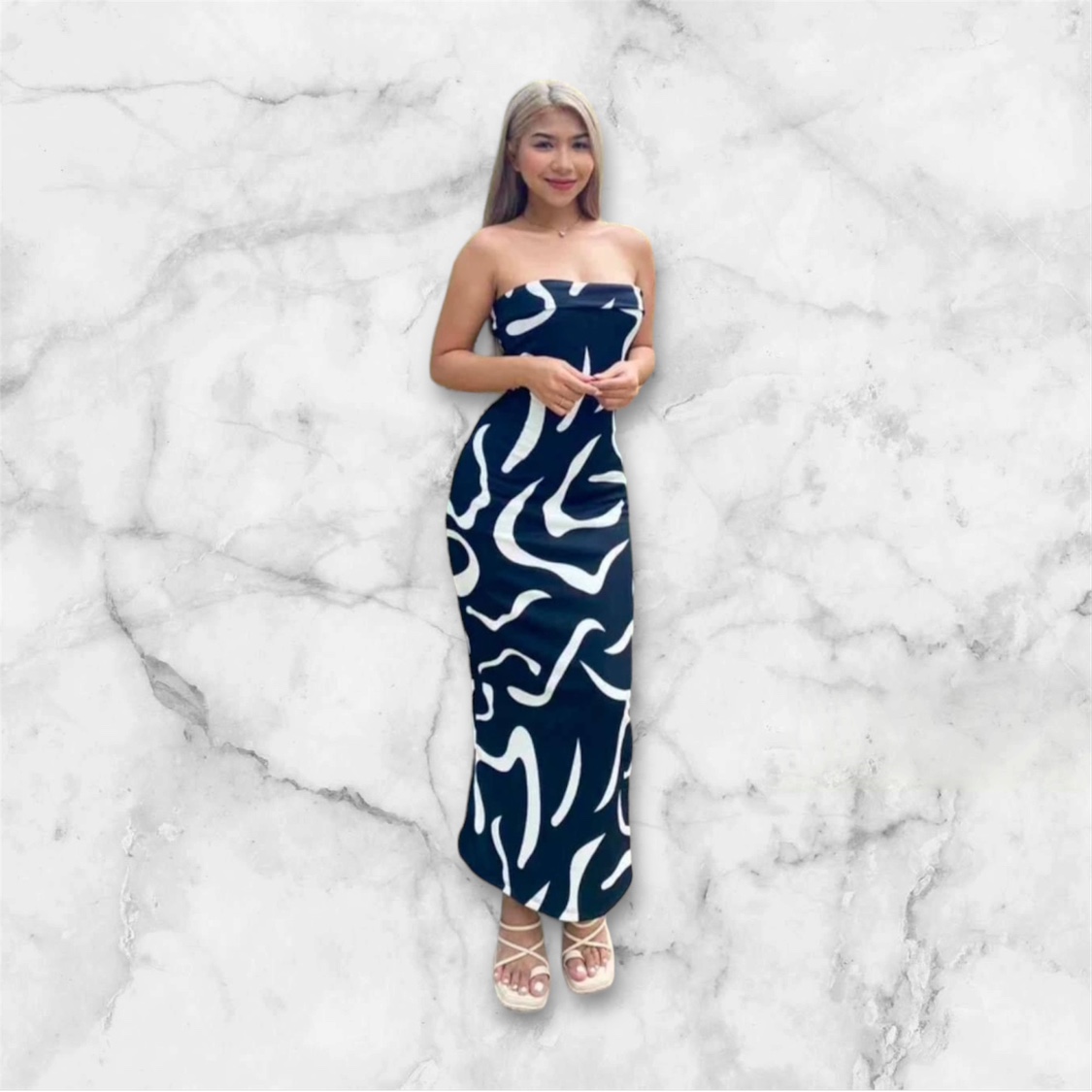 Strapless Abstract Print Dress thumbnail
