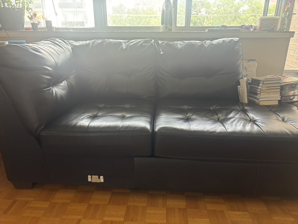 Ashley Black Leather Sectional Sofa - photo 2