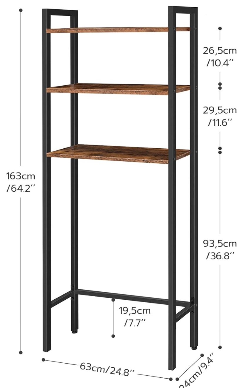 Over the toilet shelves rack storage rustic brown