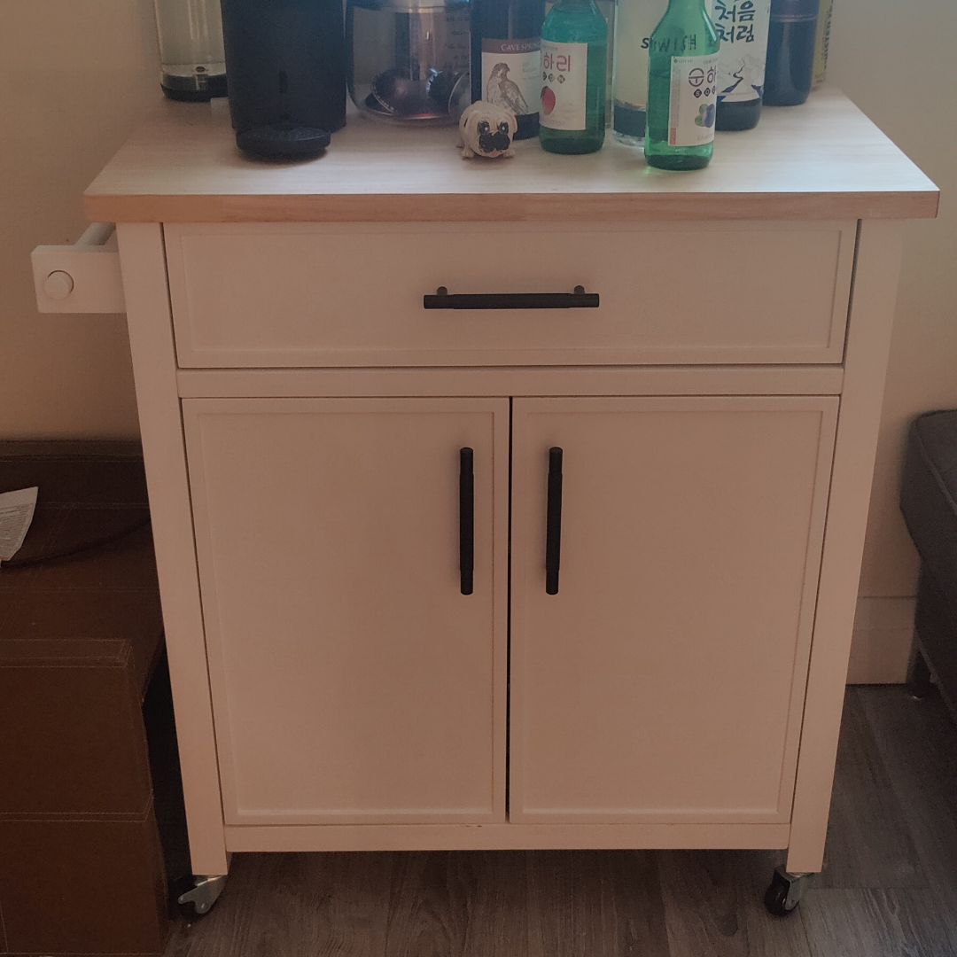 White 30 inch Kitchen Cart
