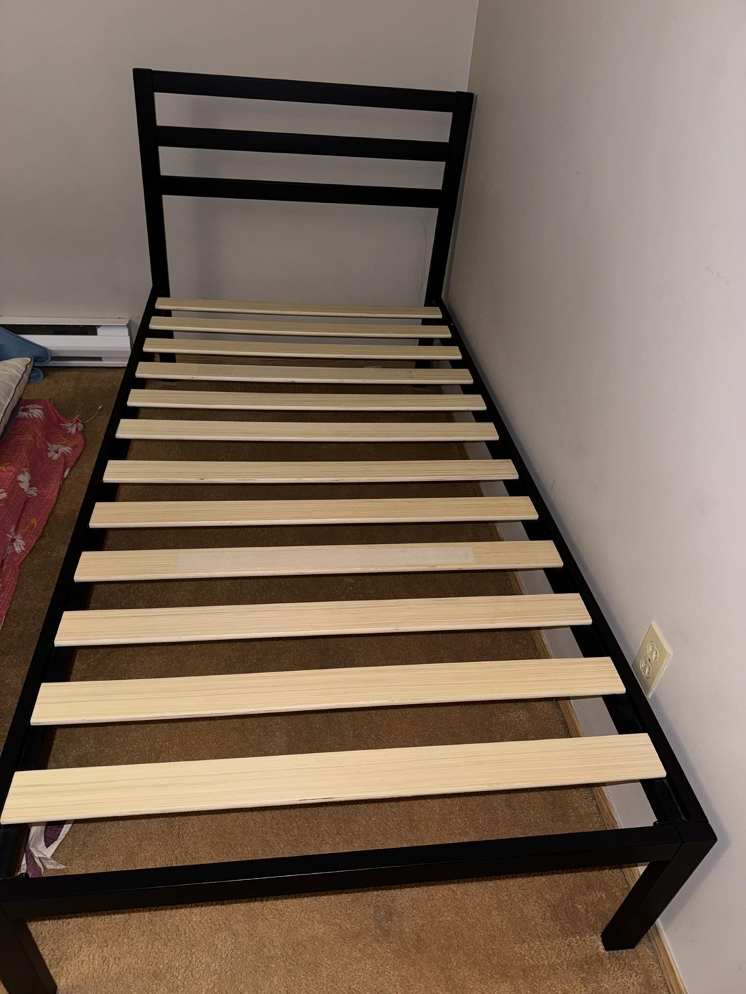Black metal bed frame
