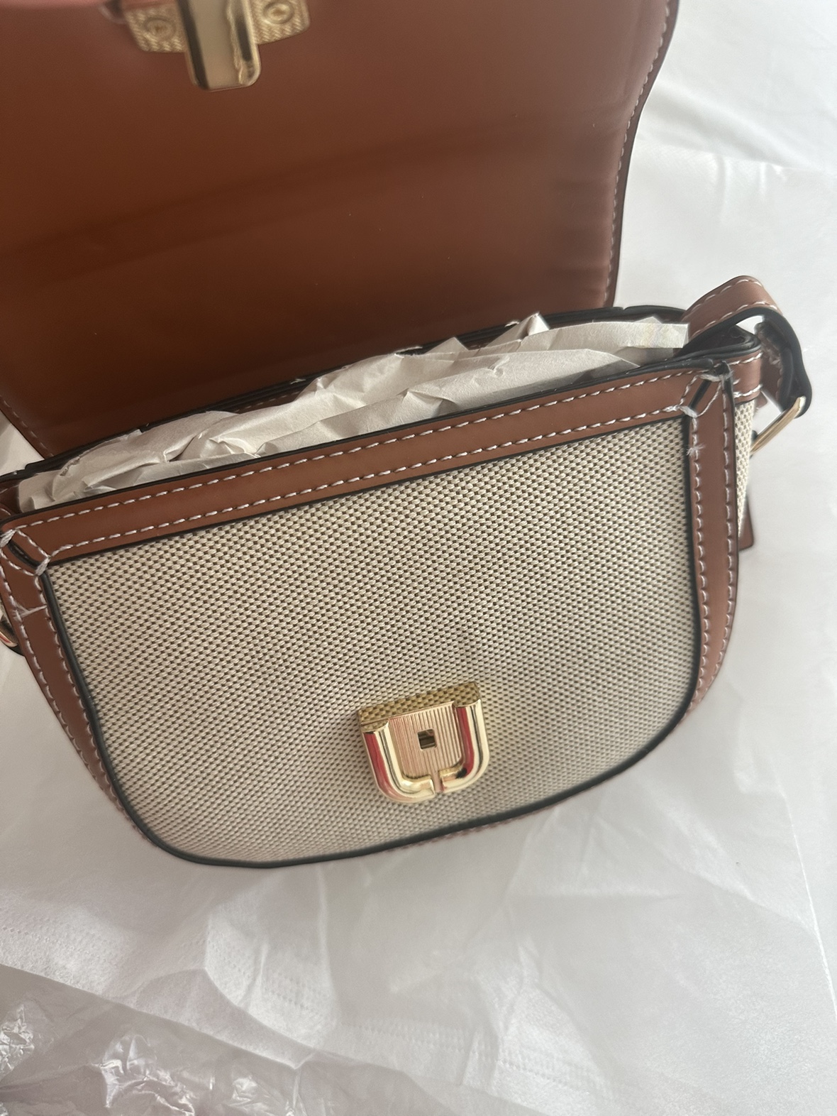 Brand new Brown and Off White Crossbody Bag image indicator(6)