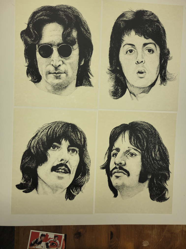 The Beatles - John, Paul, George & Ringo - 8x11 Art Prints - $25