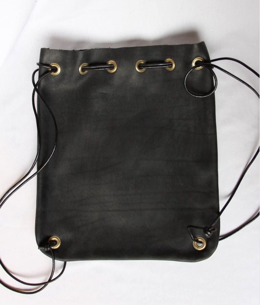 Black Leather Mini Drawstring Backpack - photo 5