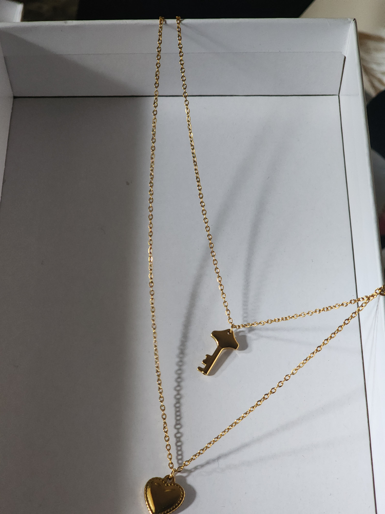 Gold Key and Heart Necklace - photo 3