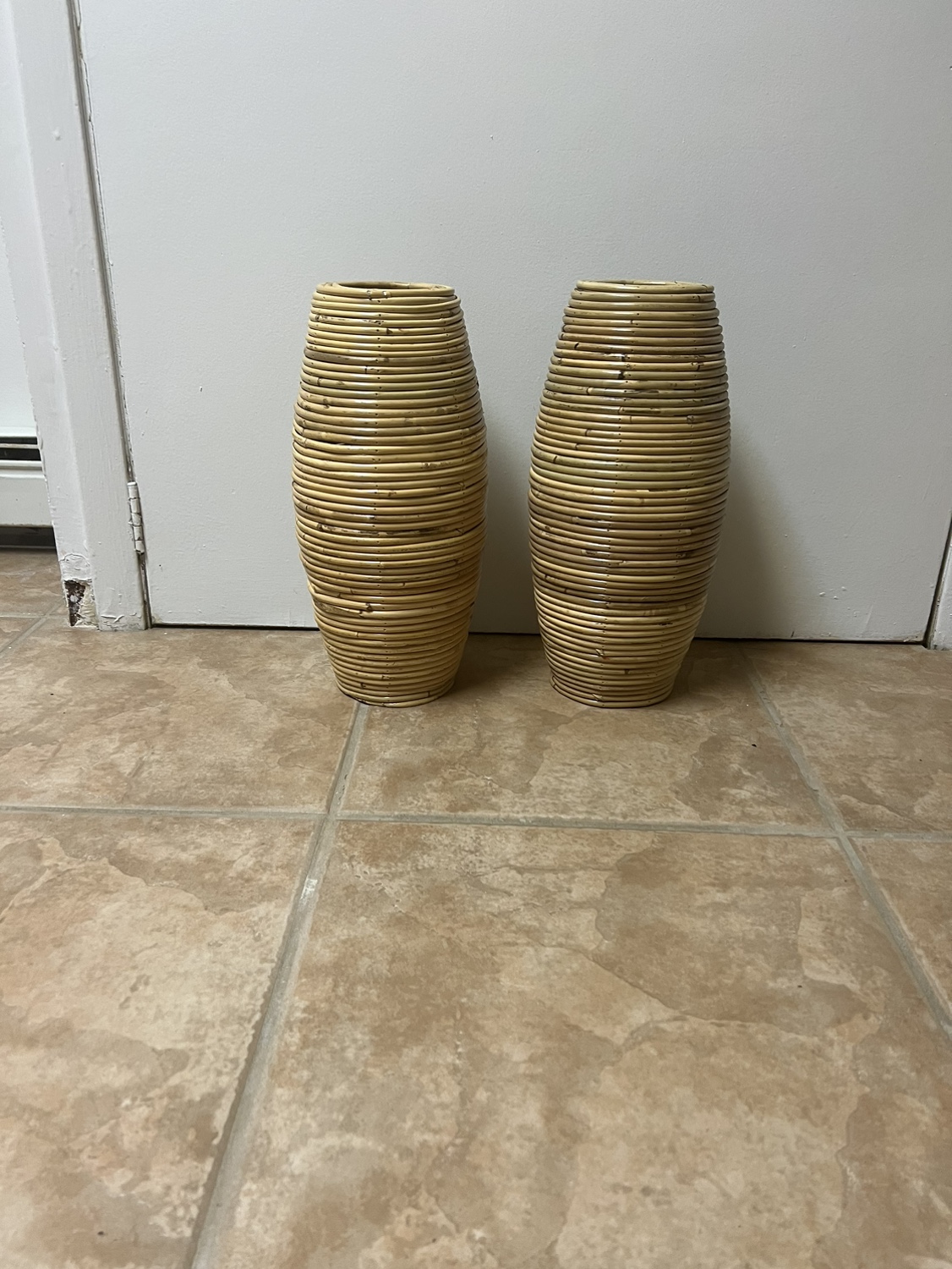 Pair of Bamboo Vases Indonesia rattan vases