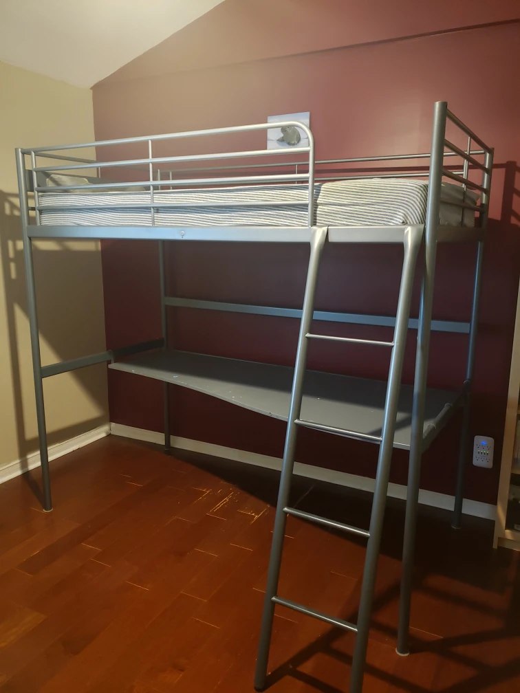 Ikea Metal Loft Bed with Desk - photo 2