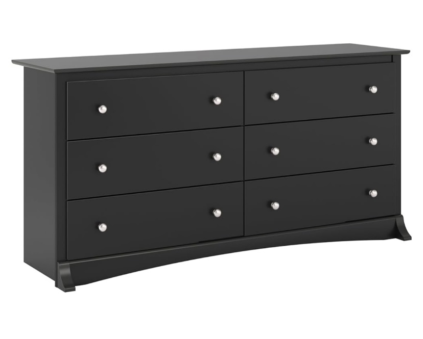 Black 6 Drawer Wide Chest Dresser - photo 2