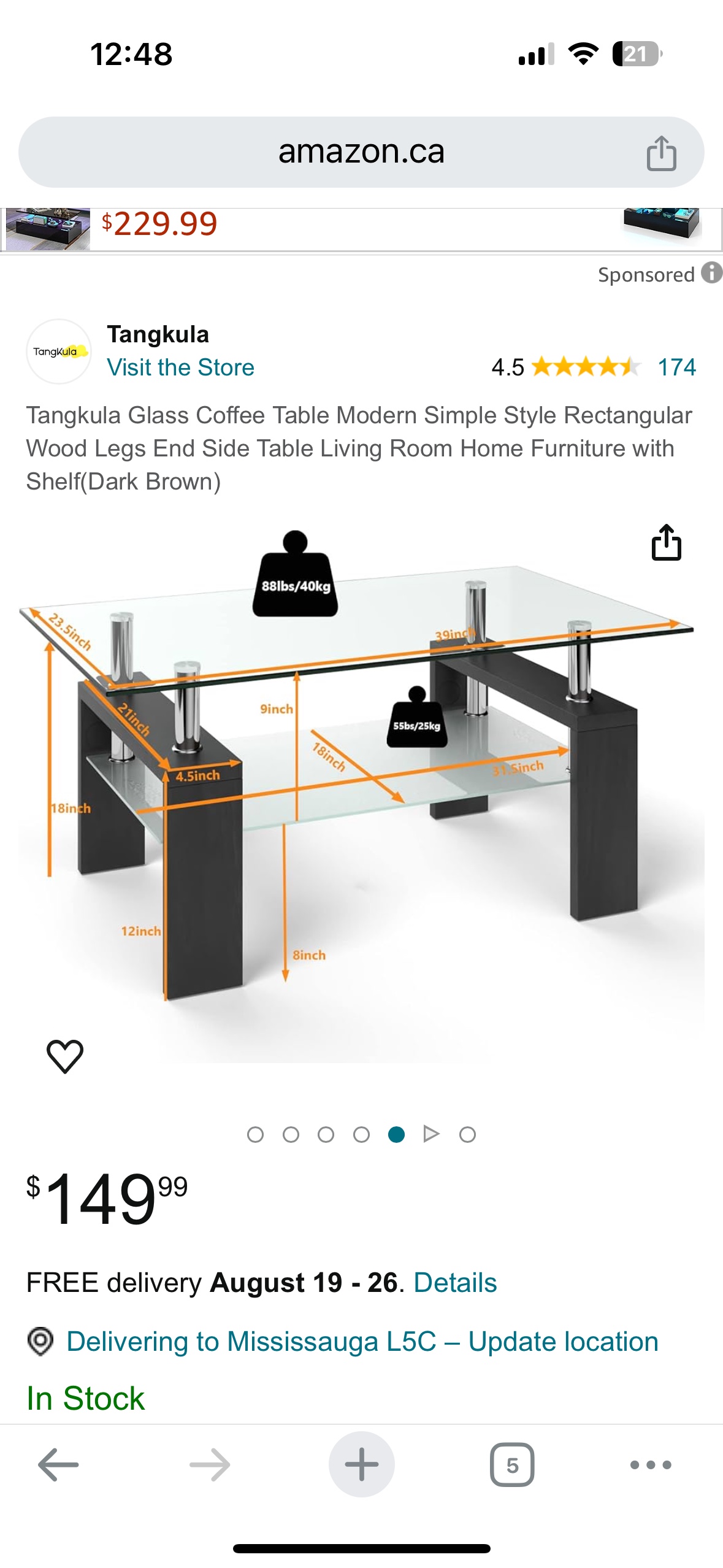 Glass Coffee Table with Shelf