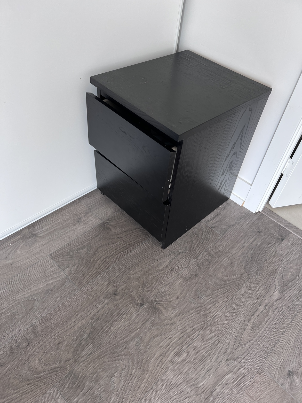 A Black Two-Drawer Nightstand - photo 2