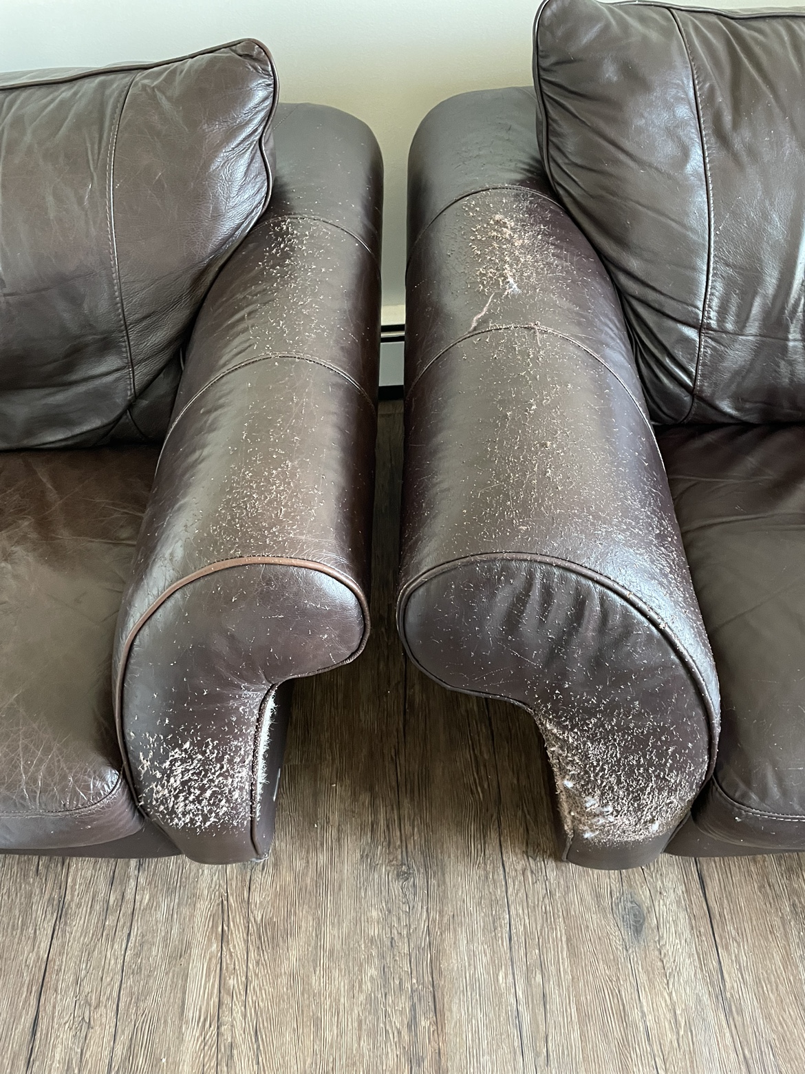 Brown Leather 3-seater Sofa and 1-Seater Set - photo 5