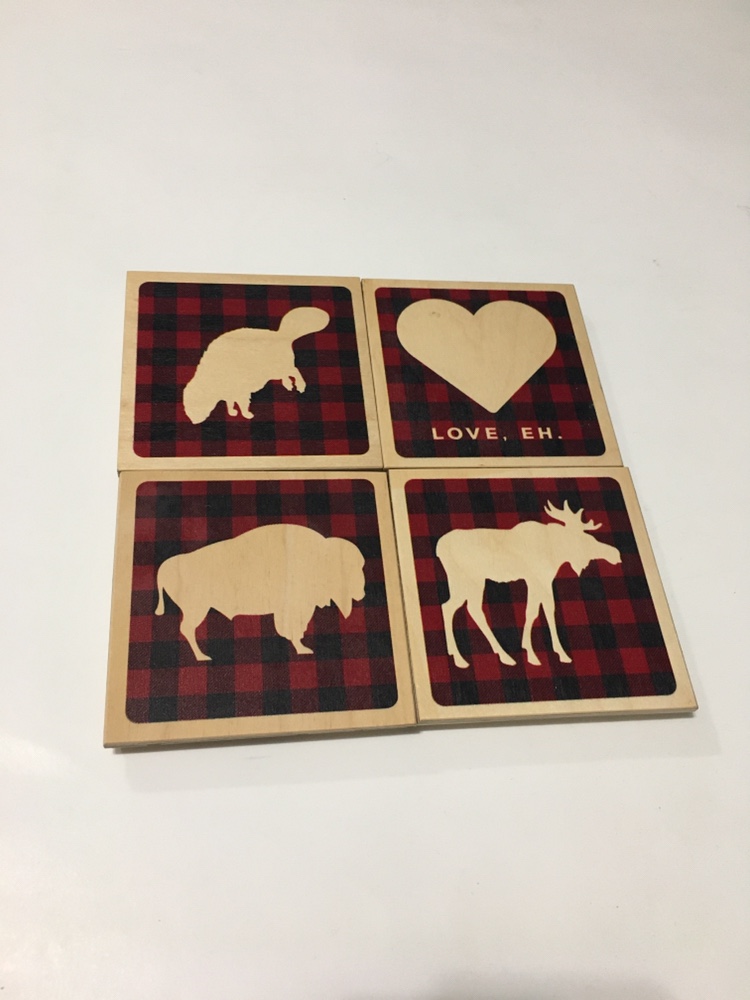 RECLAIMED PRINT CO. - "PLAID COLLECTION" BIRCH WOOD COASTERS thumbnail