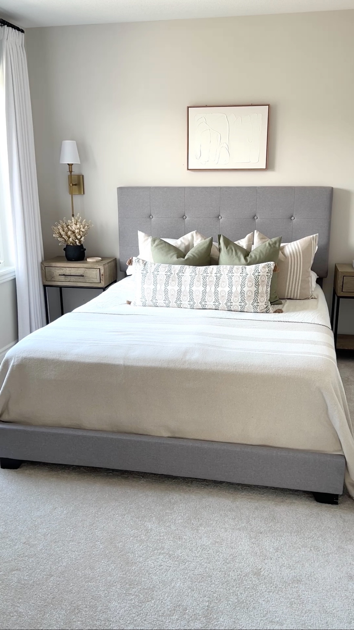 Grey queen bed frame