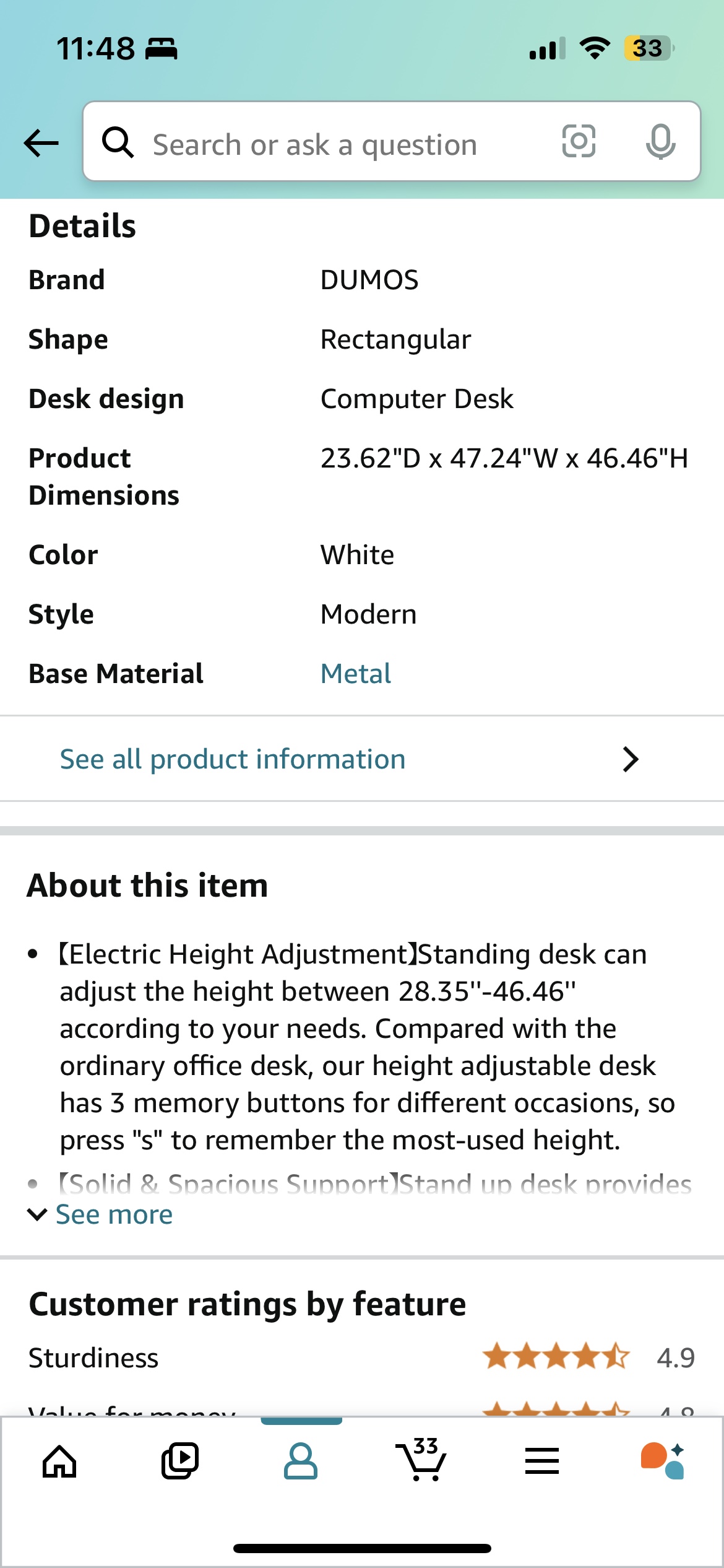 Electric Height Adjustable Standing Desk - photo 2