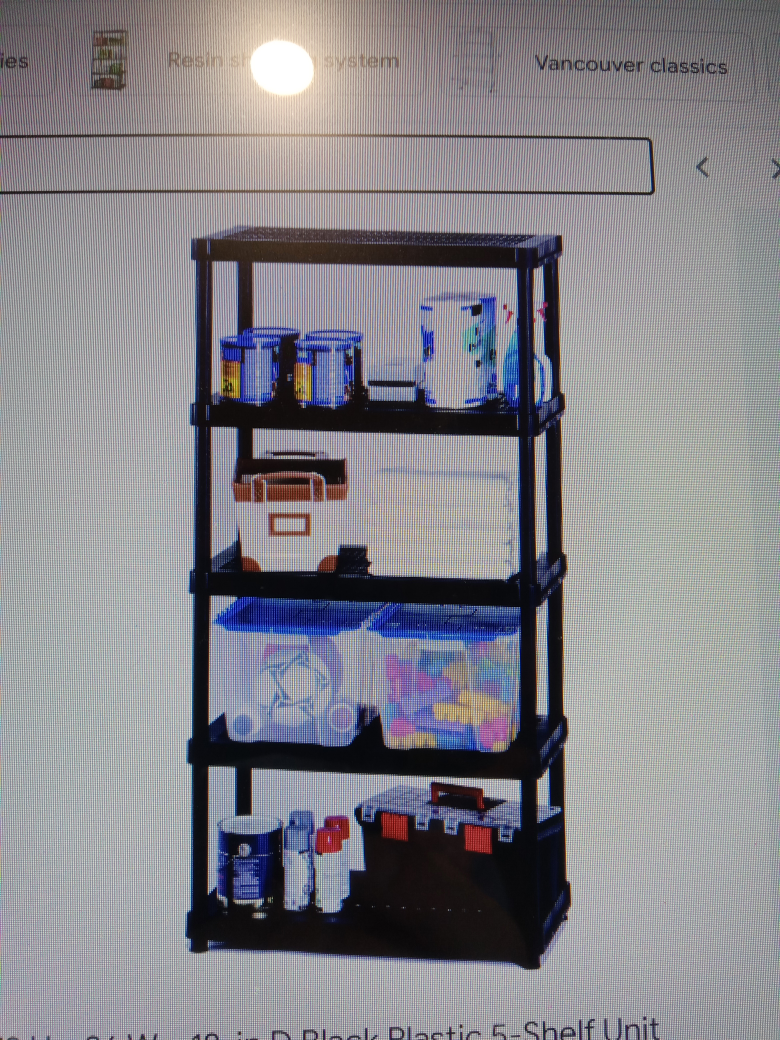 Black Plastic 5-Shelf Storage Unit