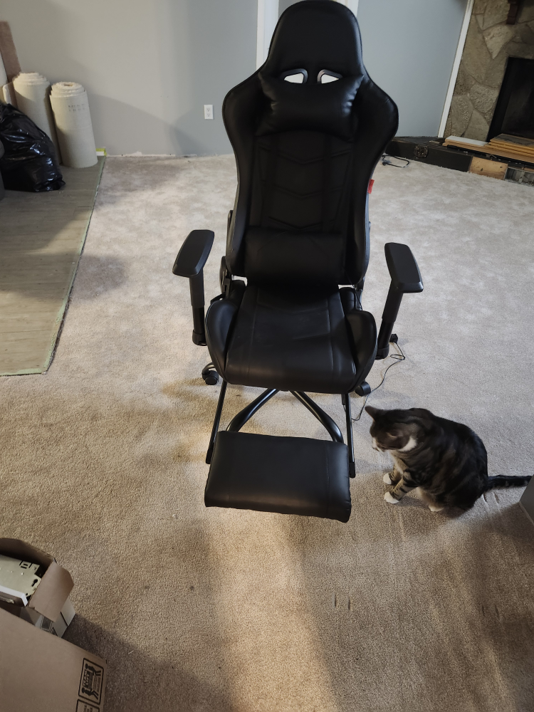 High back gaming chair with back massager