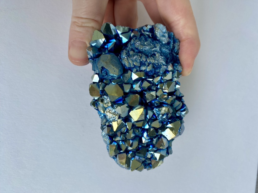 Blue Titanium Aura Quartz Cluster image indicator(9)
