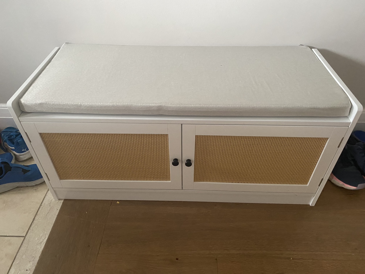 White Shoe Bench with Storage - photo 2