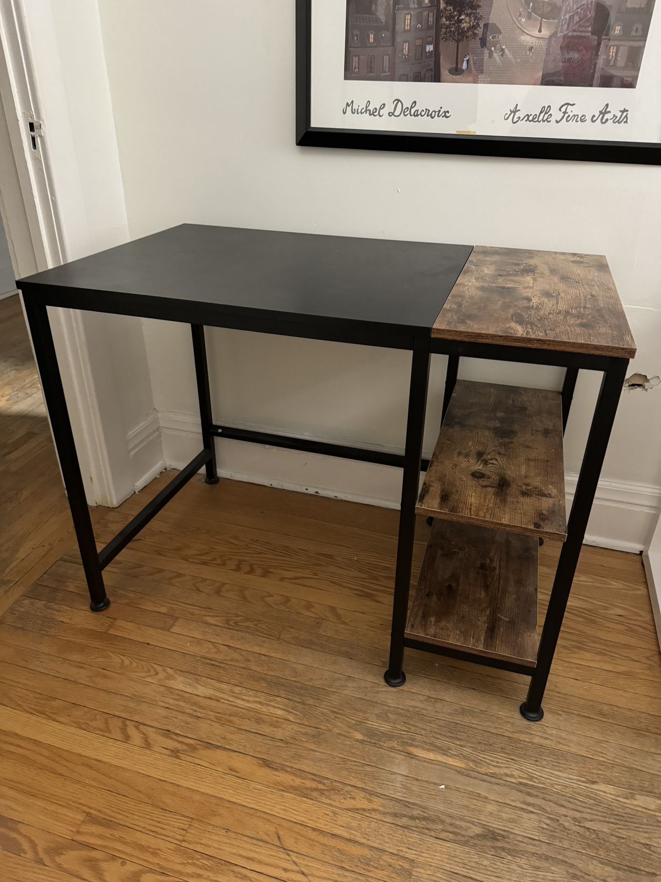 Black and Brown Desk with Shelf