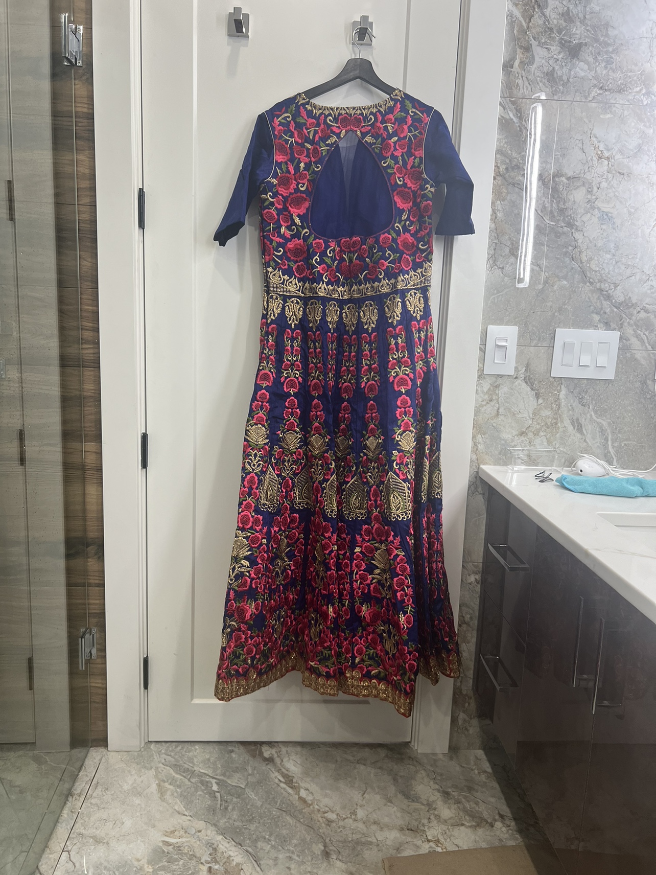 Blue and pink Embroidered gown - photo 5
