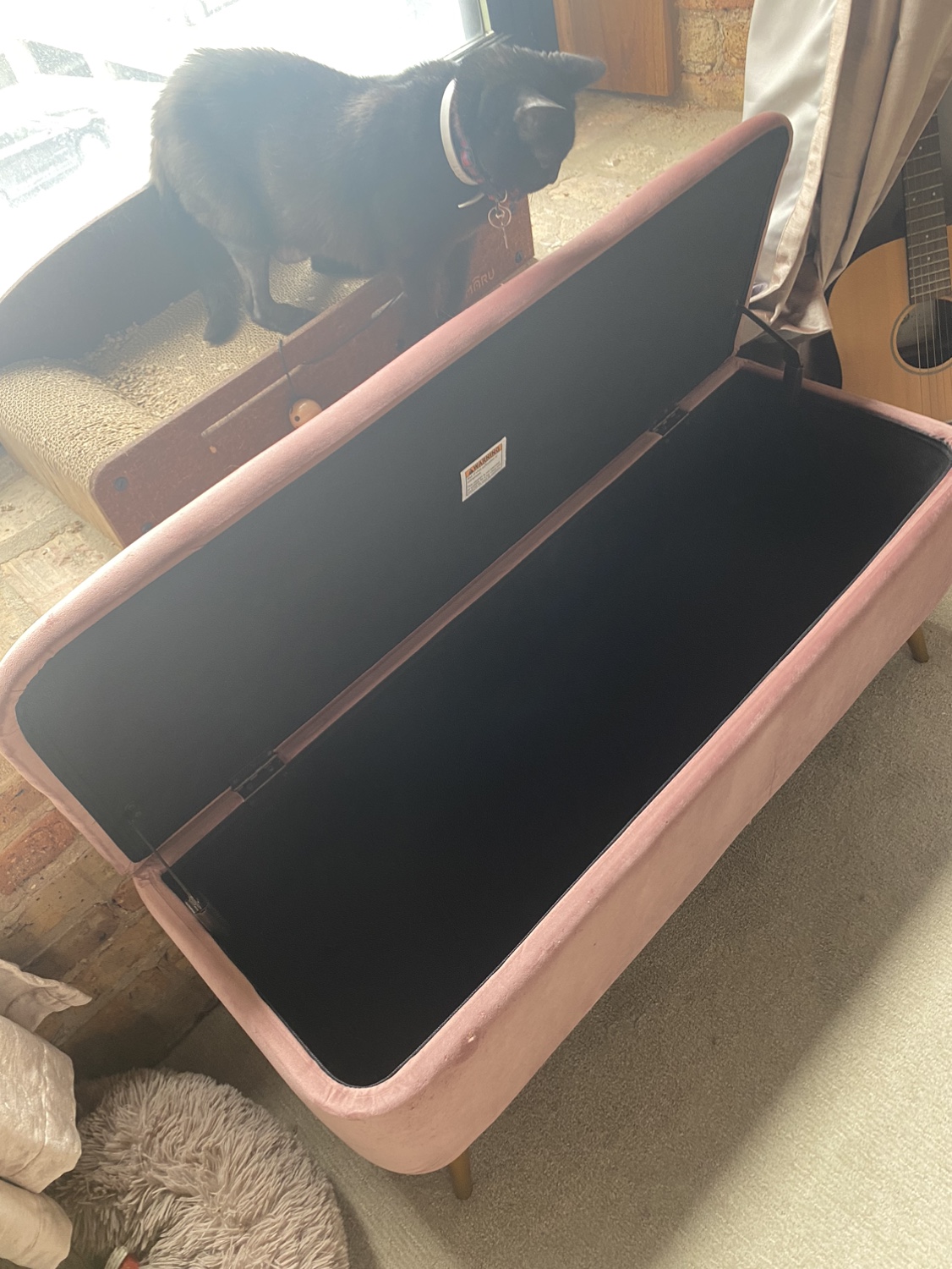 Pink Velvet Storage Bench - photo 4