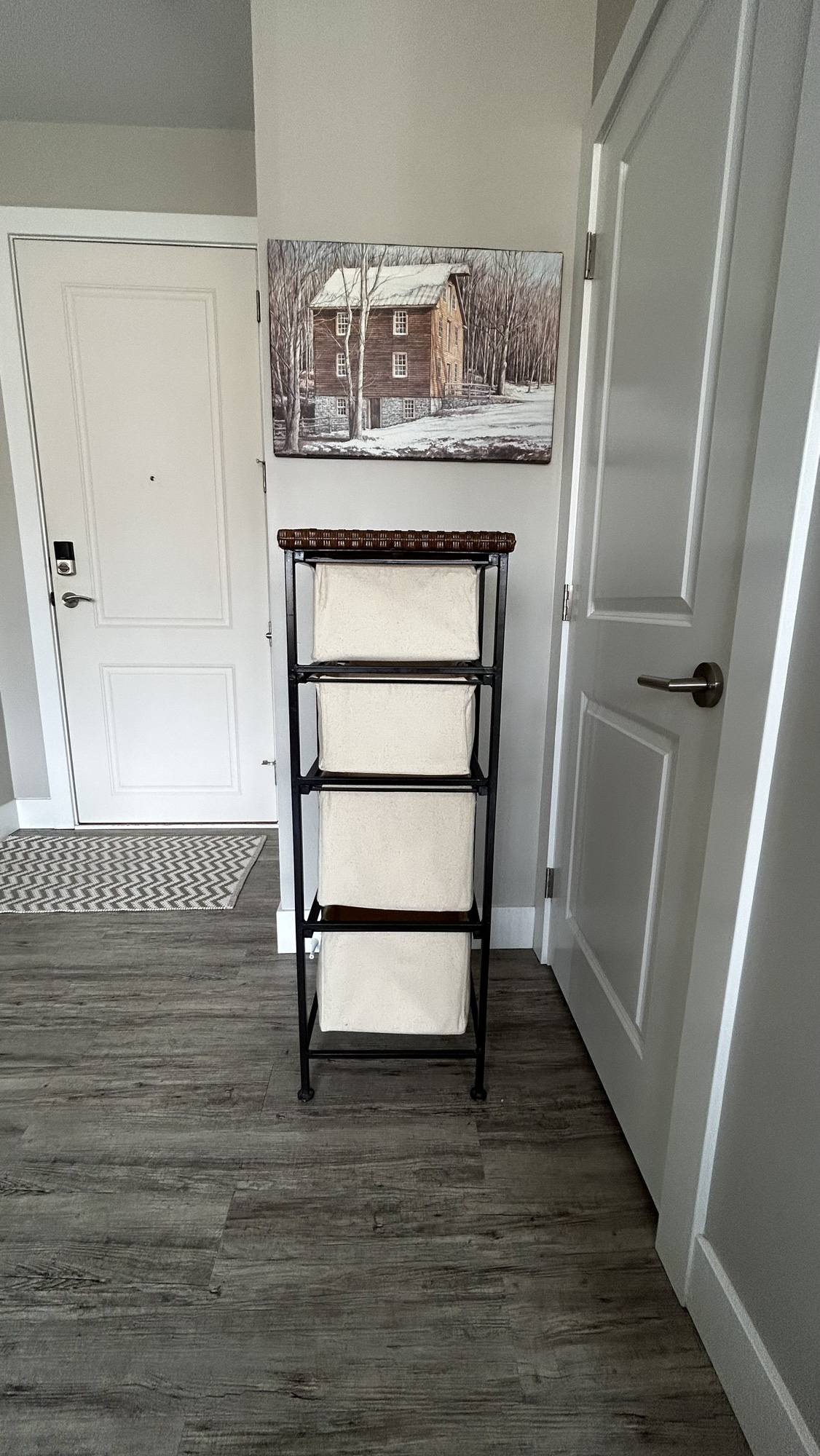 Four Drawer Steel,wicker & cloth dresser/storage unit