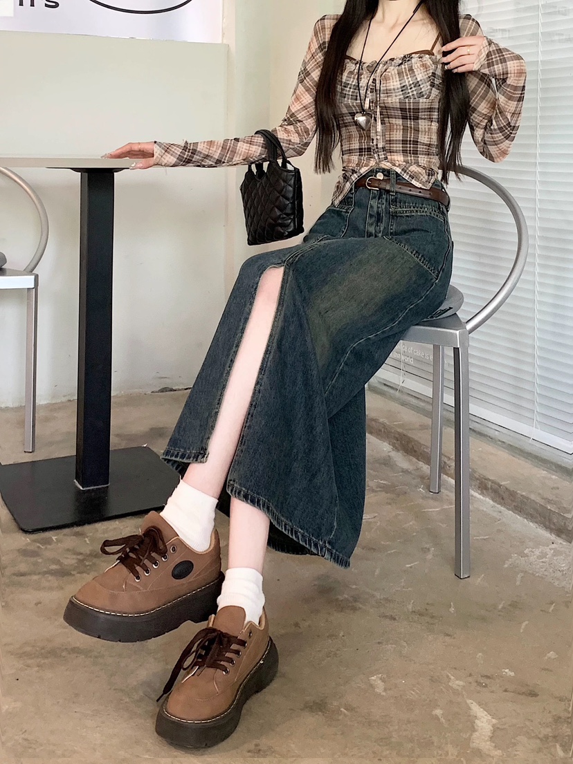 New denim long skirt - photo 3