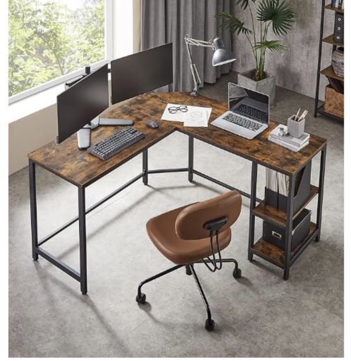 L-Shaped Desk with Shelves - photo 3