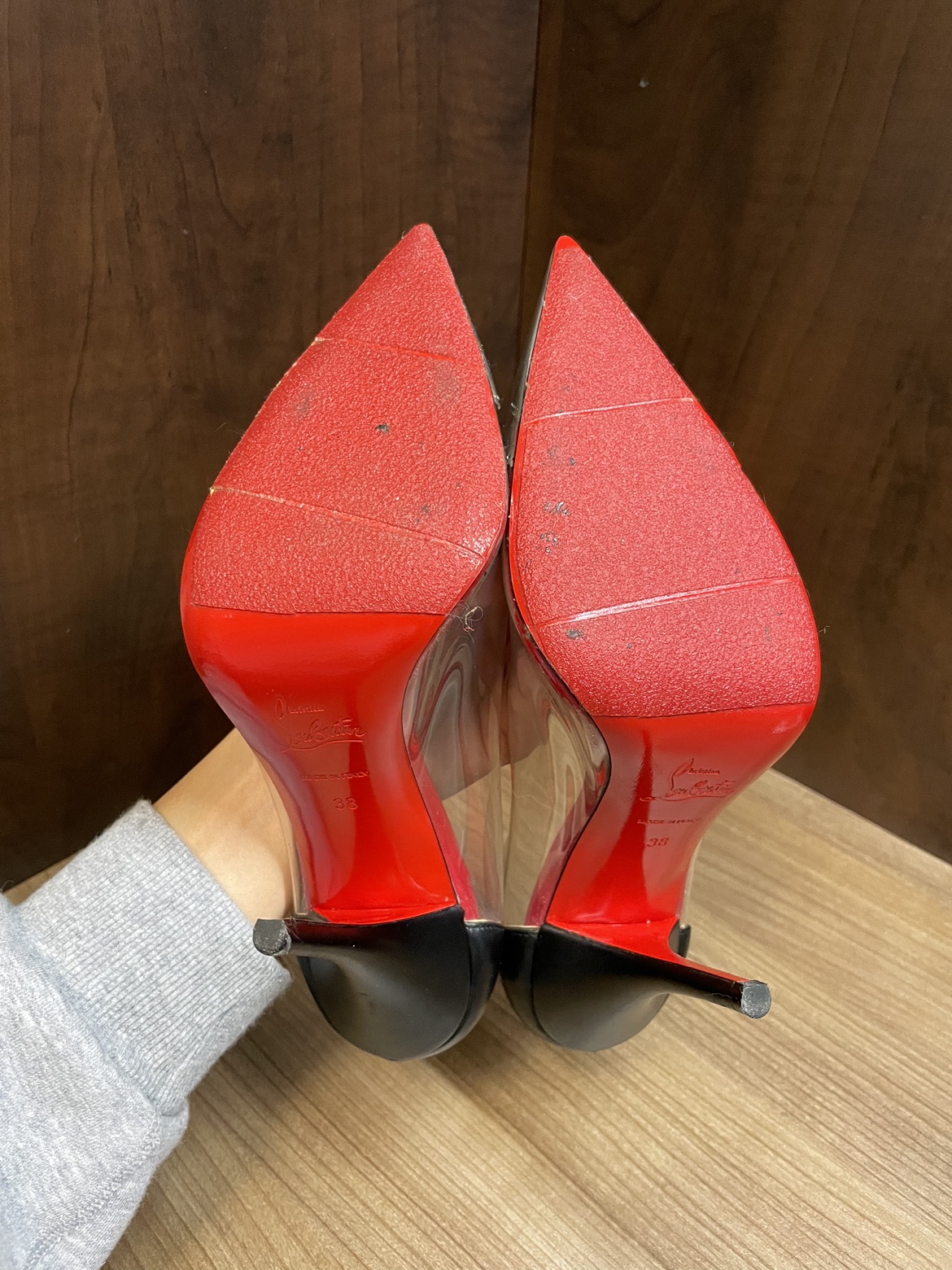 Christian Louboutin Metal pointed toe clear Djalouzi 100mm heel - photo 5