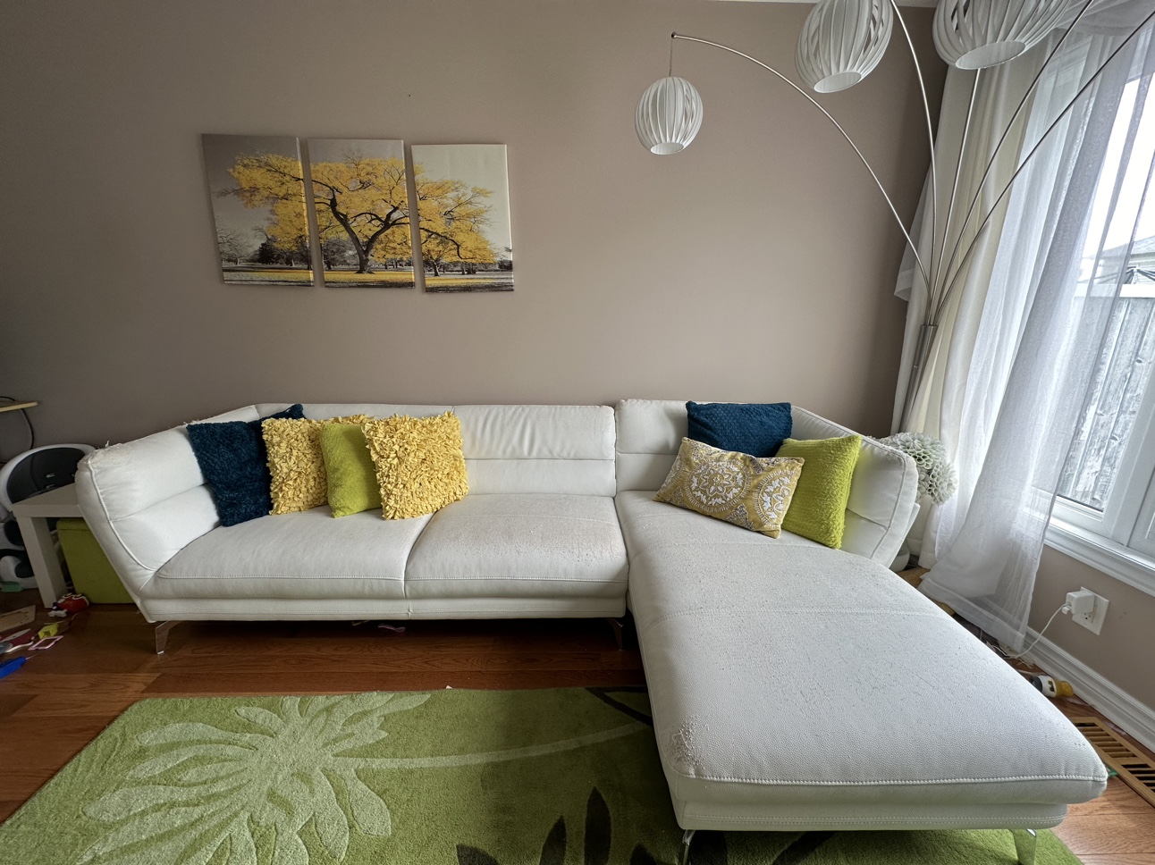 White Leather Sectional Sofa