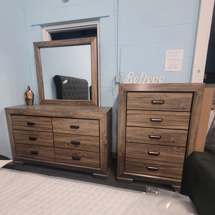 Dresser with Mirror and 5 Drawer Chest