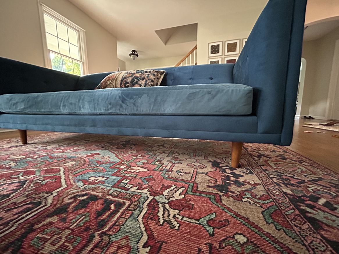 West Elm Velvet Couch - photo 2