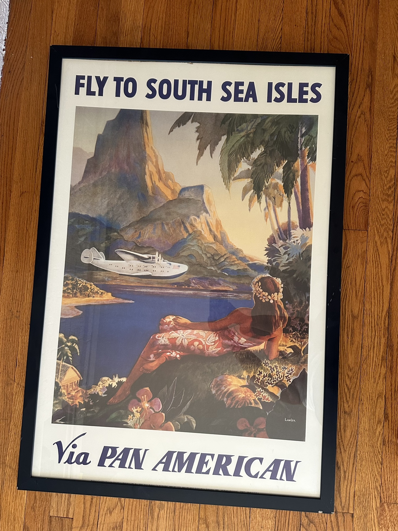 Framed Vintage Pan America poster