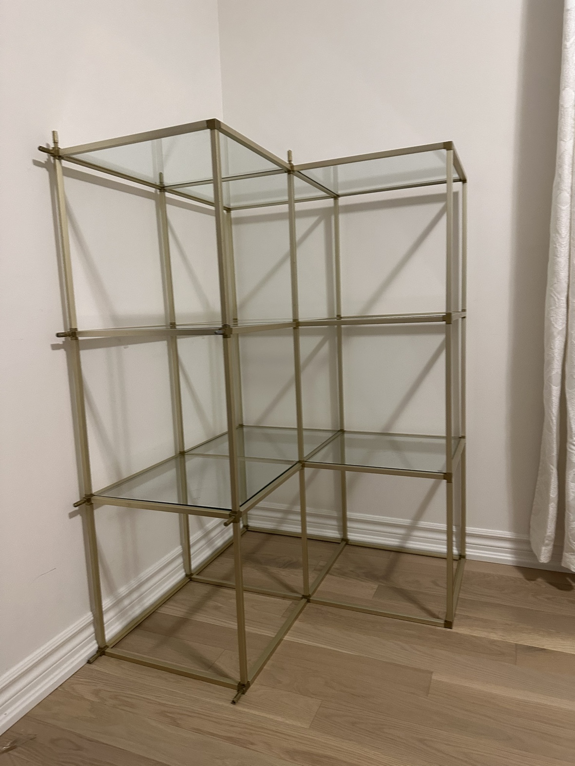 Gold Glass Corner Shelving Unit - photo 3