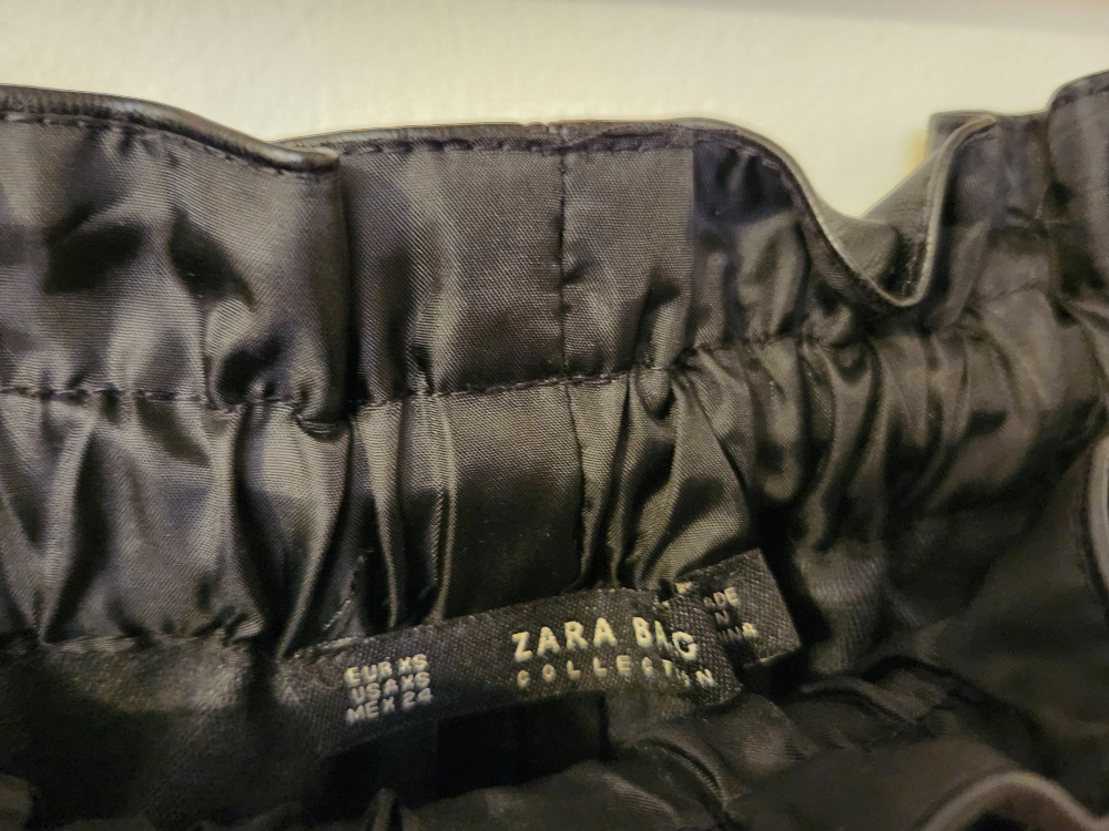 Zara Black Faux Leather Top and Skirt - photo 2